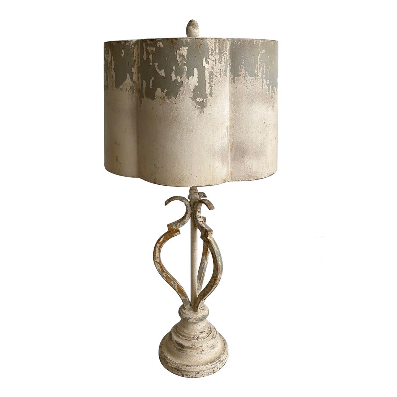 32.1" Metal Table Lamp With Cream Shade