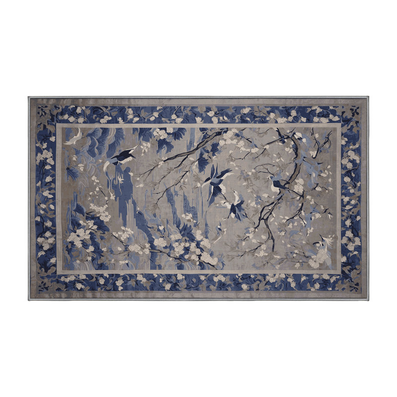 Tapis gris soyeux et moelleux, Rectangle 5 pi x 7 pi