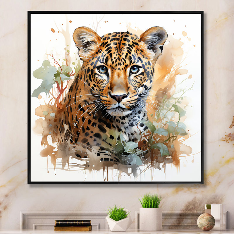 Portrait d'élégance de léopard brun - Art mural animal léopard / guépard, Toile tendue, H 36 po x l 36 po x P 1,5 po