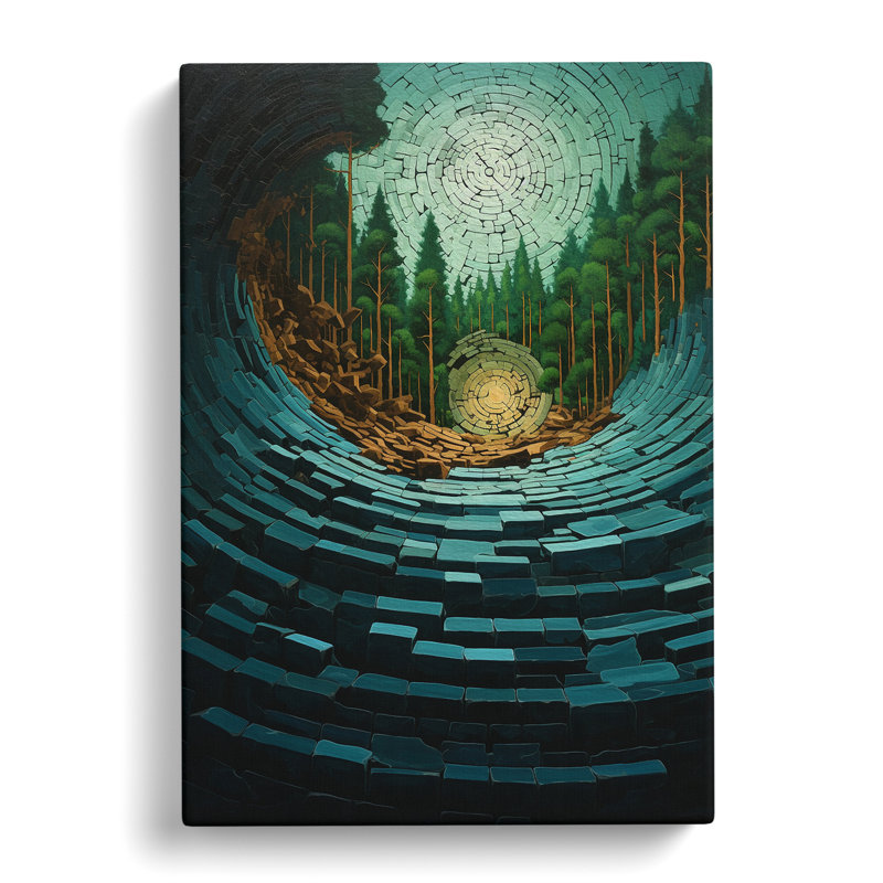 Forest Hard Edge Painting - Wrapped Canvas Print, 76cm H x 50cm W x 3cm D