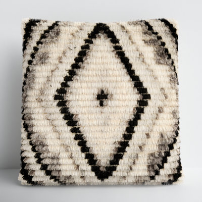 Cyan Geometric Wool Throw Pillow