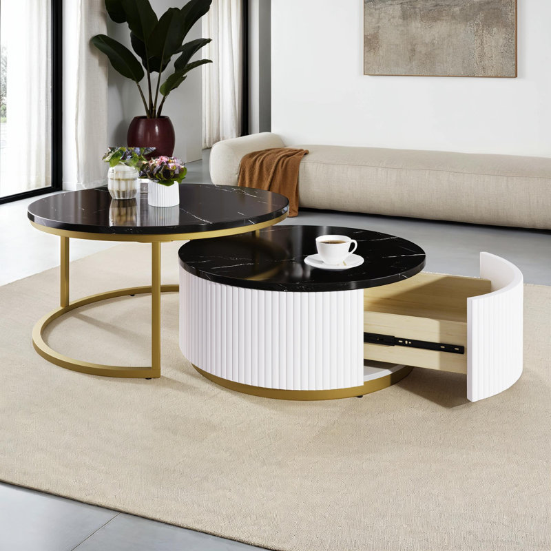 Ensemble de tables basses gigognes Modernes, Noir, noir, noir, noir