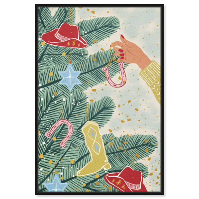 Merry Tree Canvas Cute Western Christmas by Dakota Fields