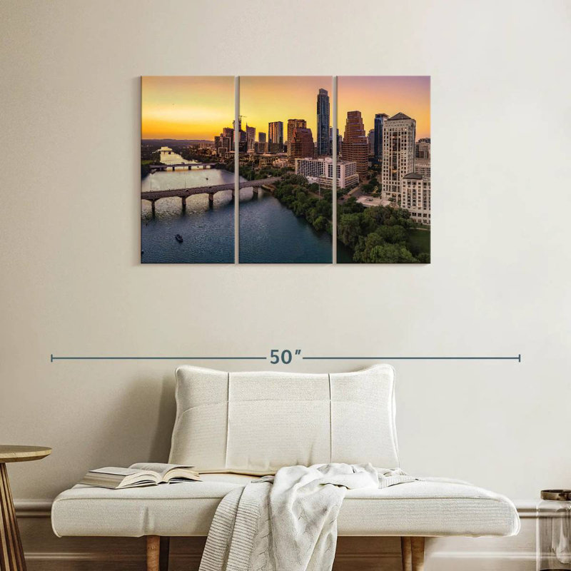Skyline de Sirci Austin au crépuscule, H 24 po x l 38 po
