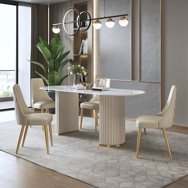 4 - Person Double Pedestal Dining Set, 29.53"H x 70.87"L x 31.5" W