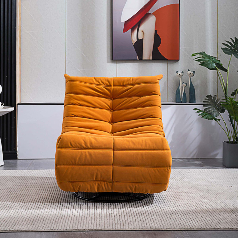 Chaise berçante Priti Soild, Velours orange