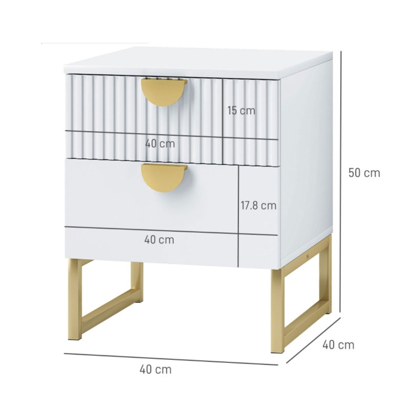 40cm W Engineered Wood Bedside Table