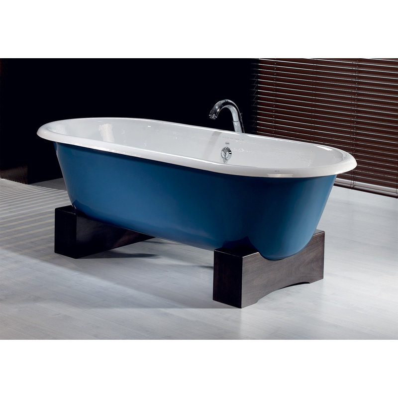Regal 68'' L Soaking Bathtub, White Interior with White Exterior, Dark Beech