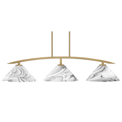 Luminaire à 3 lumières en verre tourbillon 16 po Kurve