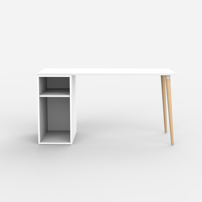 Gilroy Solid Wood Base Writing Desk, White, 74cm H x 138cm W x 60cm D