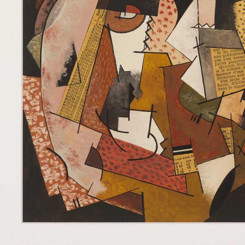 Composition Au Papier Journal Framed Painting, H 24" x W 20.5"