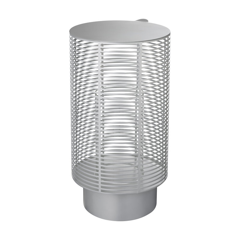Olea Lantern Candle Holder, Silver Metallic, 18.9" x 10.2" W x 10.2" D