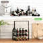 Support à vin, 12 bouteilles et 4 verres, organisateur de rangement de vin de table en bambou (noir)-966082058