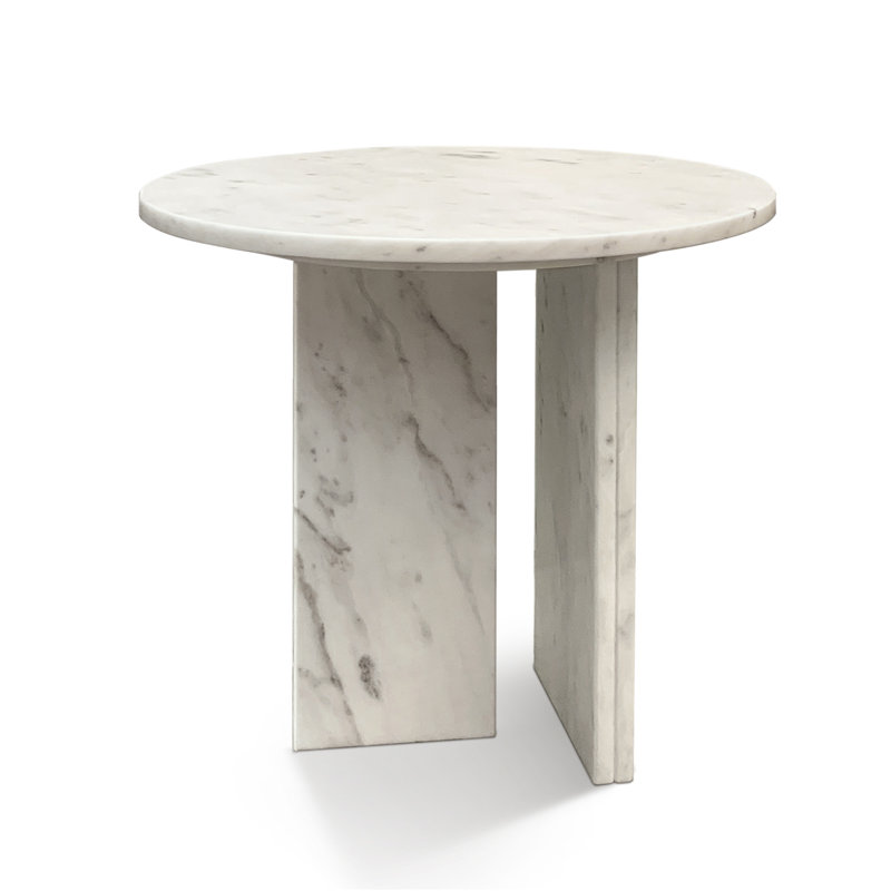 Table basse Marble Stone, H 17,7 po x l 17,7 po x P 17,7 po, Blanc