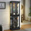 Élégante vitrine vitrée éclairée - Rangement à cadre en bois pour le salon, la cuisine et le garde-manger - Ampoule incluse - Idéal pour le vin, les jouets et les objets de collection