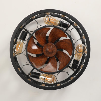 Ventilateur de plafond en cage à DEL à 7 pales avec télécommande et ensemble d'éclairage Bacall