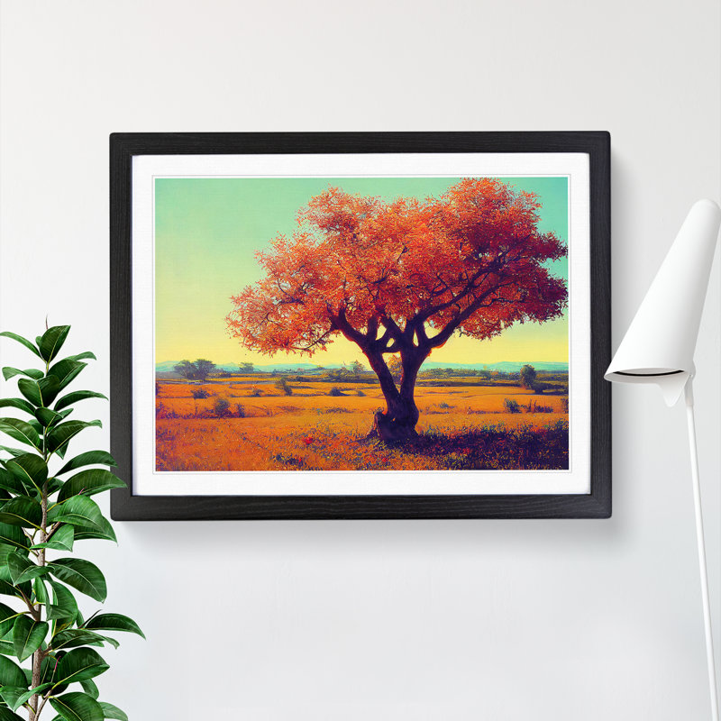 XH1022-6328X Mysterious Apple Tree - Single Picture Frame Print, 46cm H x 64cm W x 2cm D, Black 