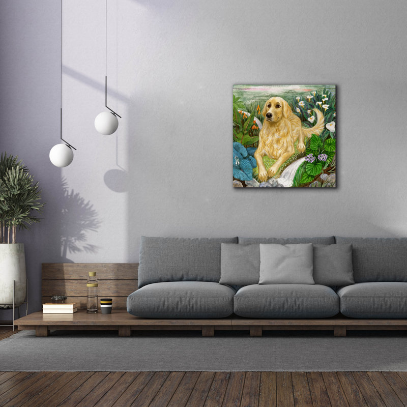  «Golden Retriever» par Gale Pitt, art mural sur toile, 37 po x 37 po