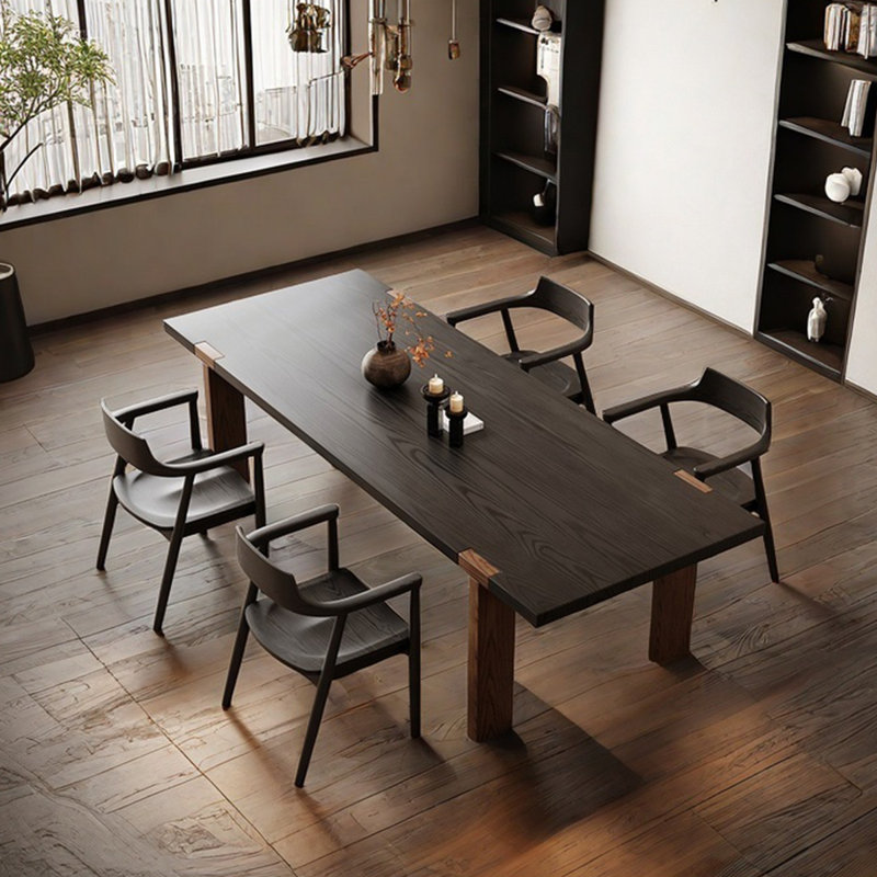 Ash wood dining table household solid wood, 29.53"H x 94.49"L x 35.43"W