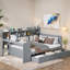 Lit de jour en bois avec 3 tiroirs, ports USB et bureau -1751134498