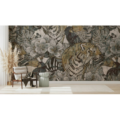 Papier peint amovible oiseaux tropicaux
