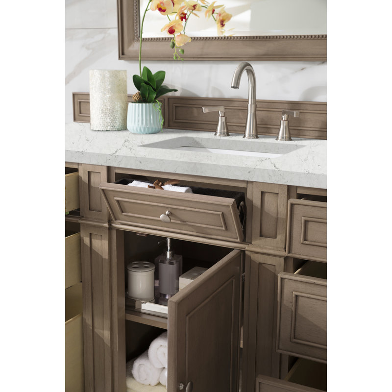 Bristol 60'' W Single Vanity, Eternal Jasmine Pearl, Whitewashed Walnut