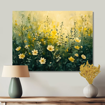 Naadiya Golden Wildflores Greenish Horizons IV - Fleurs sauvages, reproductions encadrées