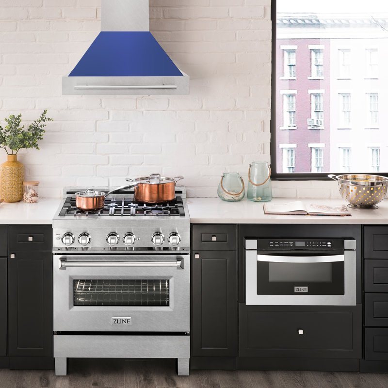 ZLINE 30" Fingerprint Resistant Stainless Steel Range Hood, Matte Blue