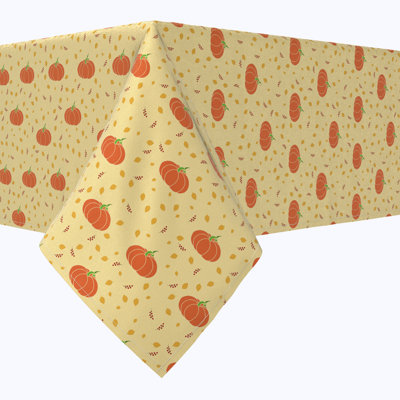 Rectangular Tablecloth, 100% Cotton, 52X104", Retro Pumpkins & Leaves