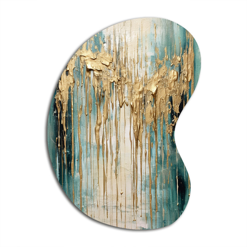 Gilded Daydream VI - Art mural abstrait asymétrique en métal, sculpture de forme irrégulière, H 31 po x l 22 po x P 1 po
