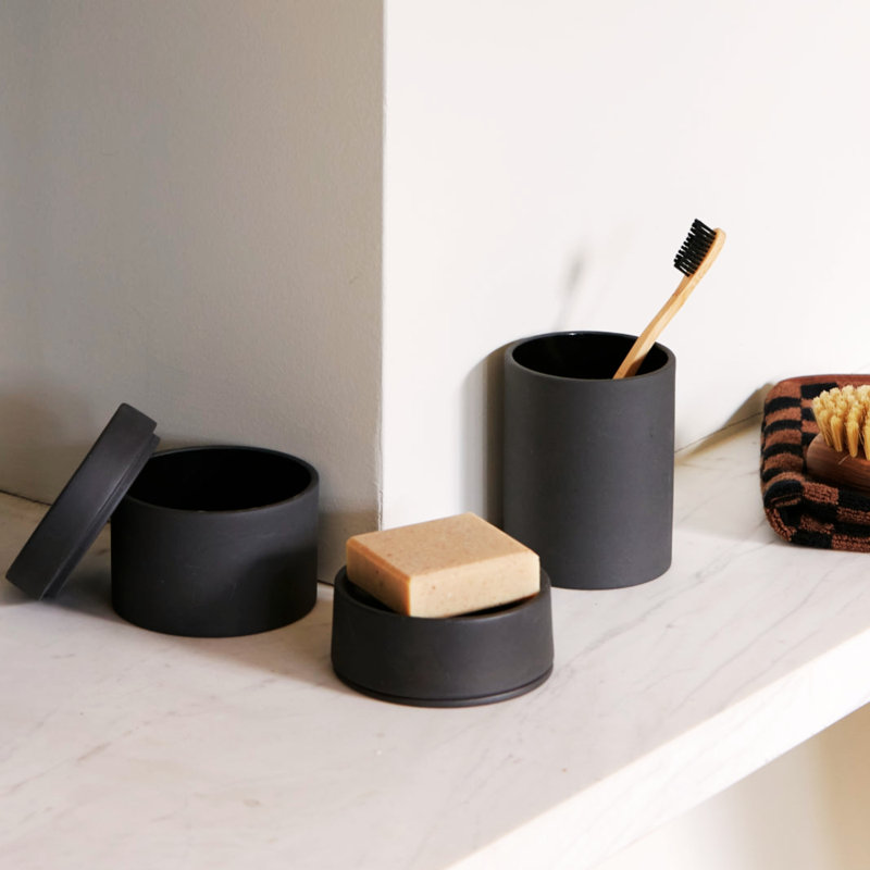 Contenant de rangement pour salle de bain Nalyah, Noir