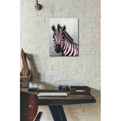 «Zebra, Red Love Hearts» par Fab Funky, art mural sur toile