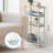 Laundry Storage Cart On Wheels And Wood Table Top Mobile Shelving Unit