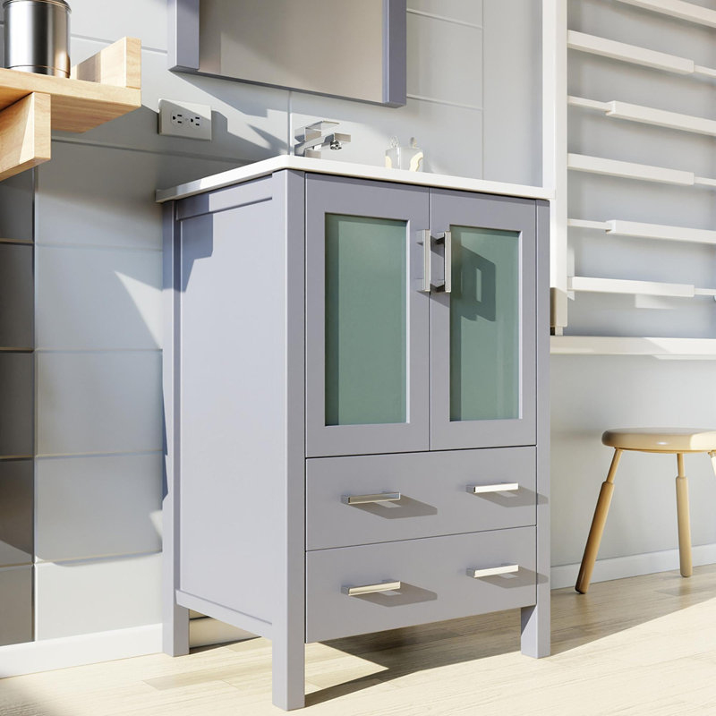 Bath Vanity with White Ceramic Top