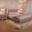 Ensemble de chambre à coucher 3 pièces, grand lit plateforme tapissier avec lumières DEL et deux tables de chevet - rose-1719317438