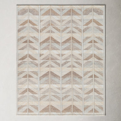 Kidus Chevron Hand Knotted Beige/Gray Area Rug