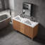 Meuble-lavabo autoportant avec double lavabo en résine SMC, 3 tiroirs, tablettes en U et poignées cachées