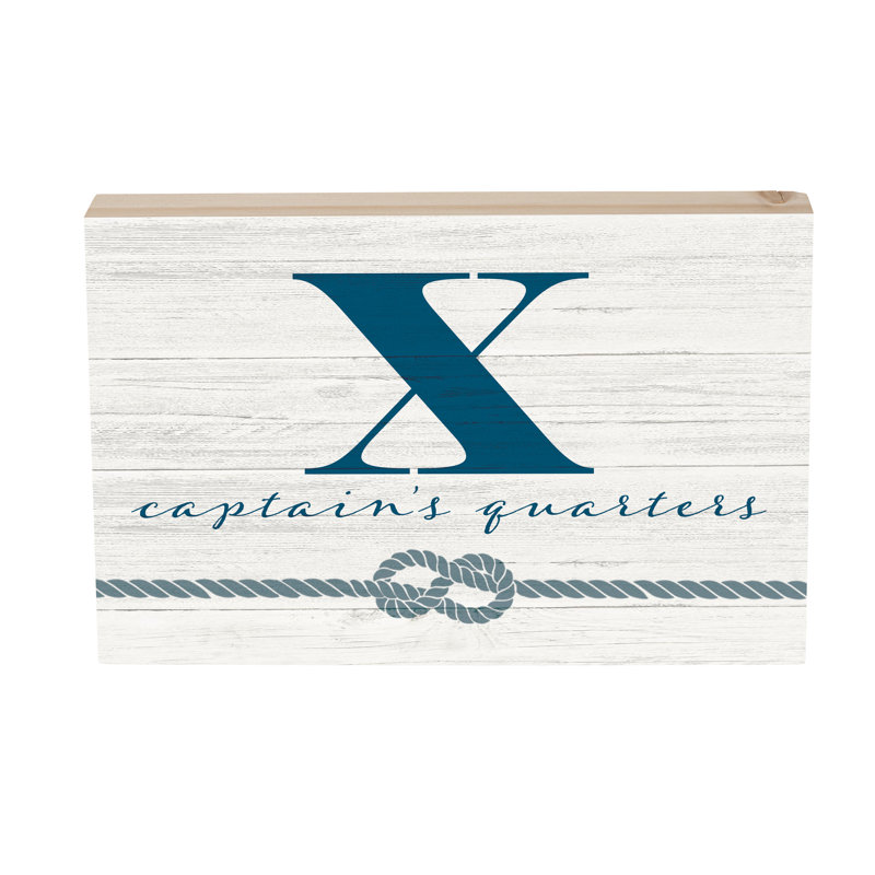Capitaine en bois Coastal Monogram 12 po x 8 po