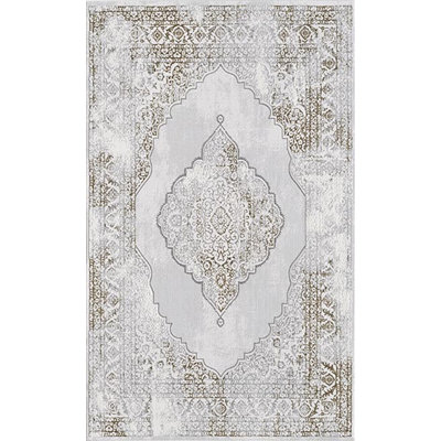 Oriental Area Rug in Gold Chrome