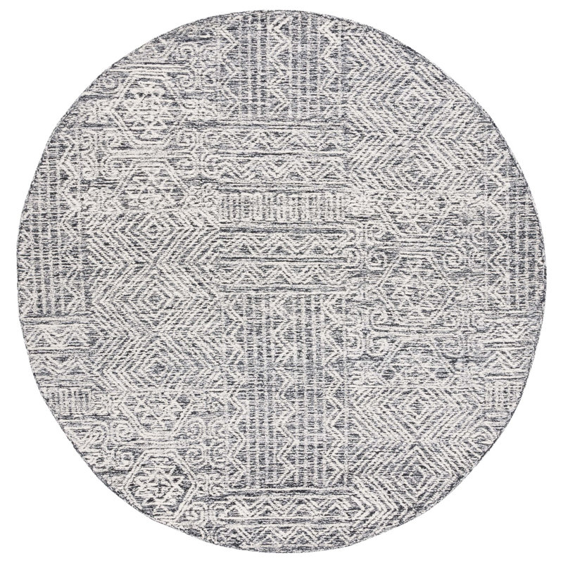 Amzie Hand Tufted Wool Southwestern Rug, Round 6'