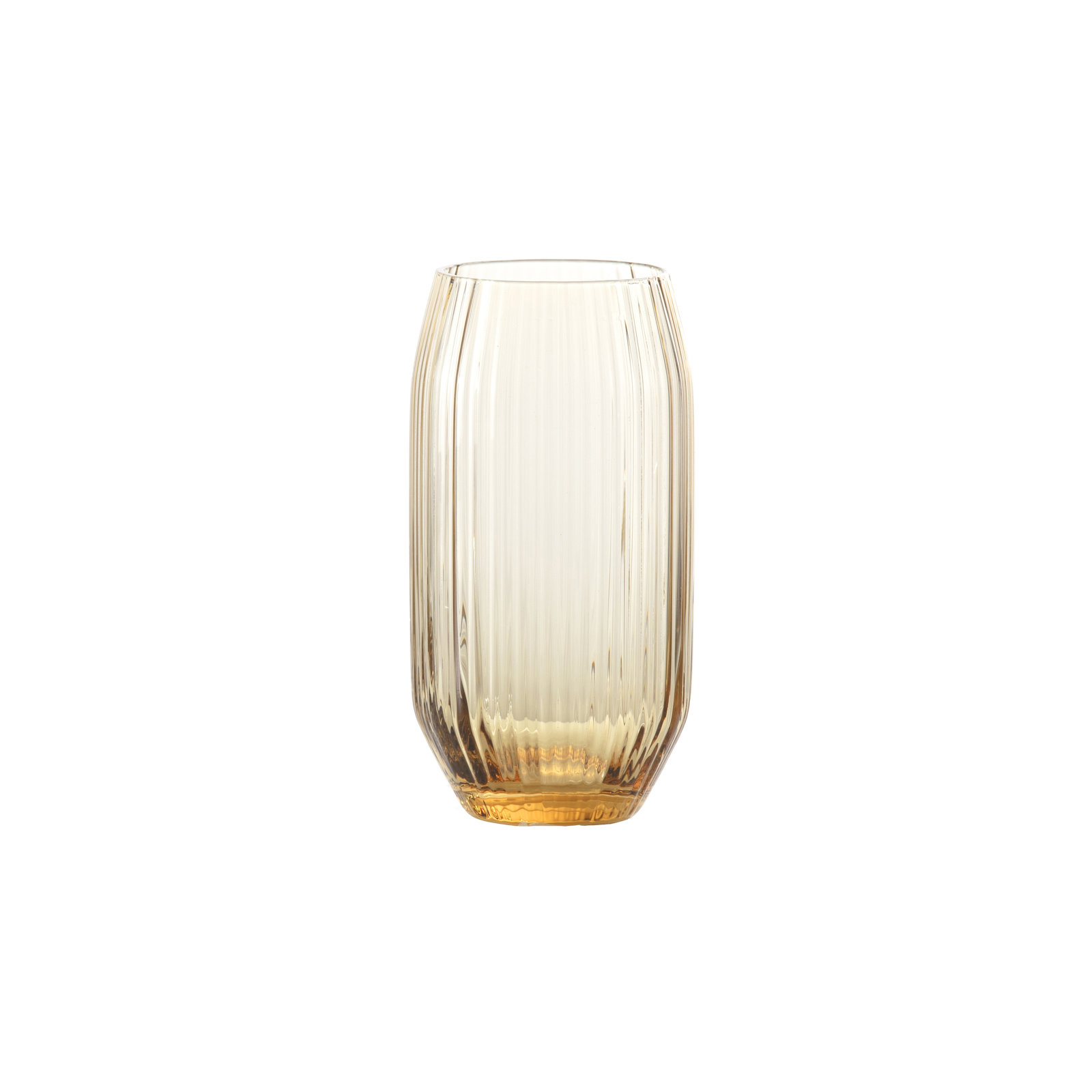 Ribbed Highball Glass, Textured Ginger Gold