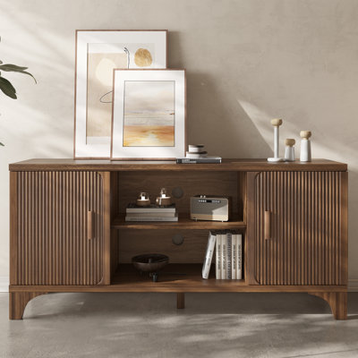 Mid Century Modern Tv Stands For Living Room, Boho Media Console For Bedroom, Tv Entertainment Center With Storage, Wood Television Cabinet