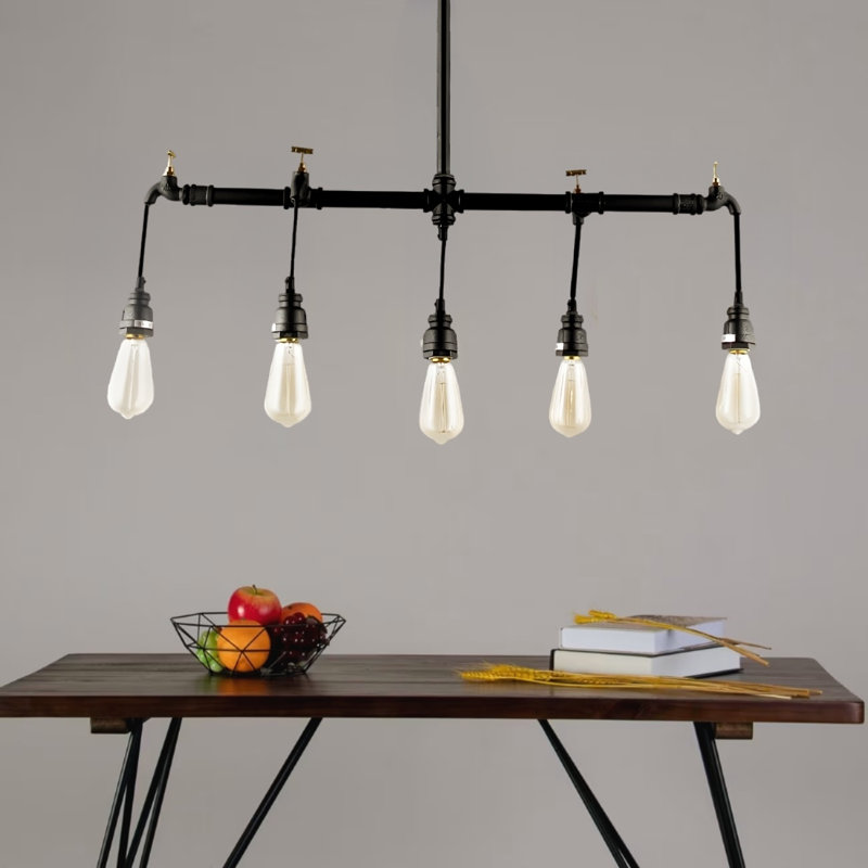 Luminaire suspendu linéaire à 5 lumières pour îlot de cuisine Dameron
