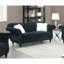 Velours noir de luxe 3 po avec dossier et capitonnage en cristal pour le design classique de la maison 3 pièces avec siège, garniture argentée, espace de vie principal