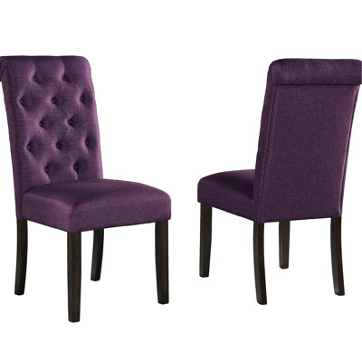 Purple Solid Wood Dining Chairs  2 . . Fabric. Strong Construction. 18" W X 21" D 39.2" H Of 2 Chairs. Frame. Padded Back. Classic Design. 18"W 21"D 39.2"H