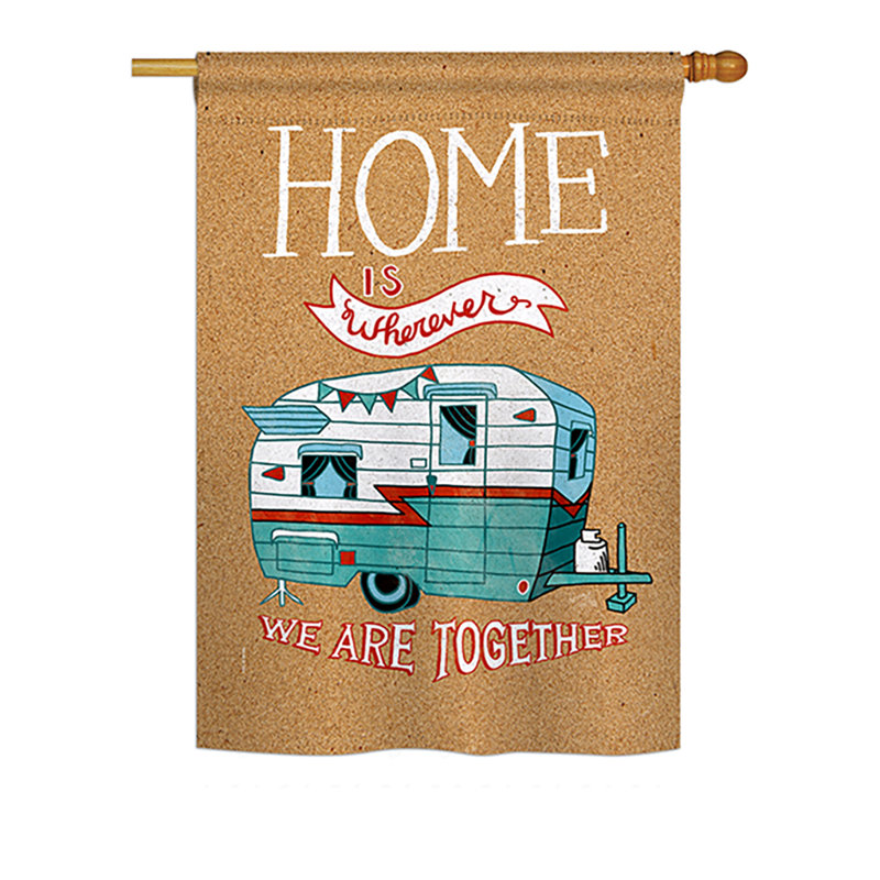 La maison est l’endroit où les centres d’intérêt en polyester de 2 côtés 40 x 28 po sont les centres d’intérêt de camper. drapeau maison