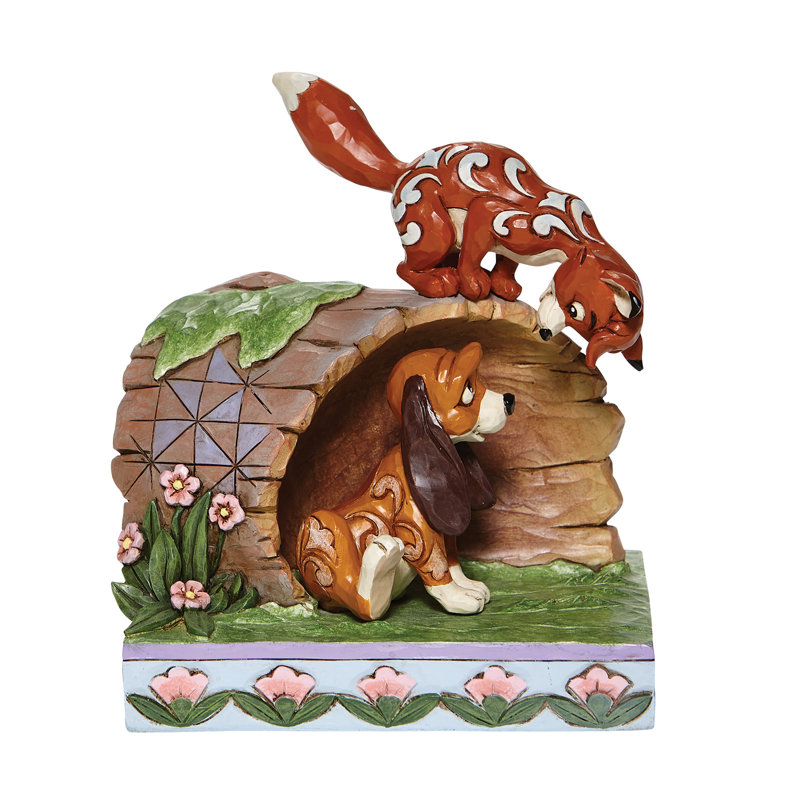 Figurine Disney Traditions par Jim Shore, le renard et le chien sur une bûche, 5,75 pouces