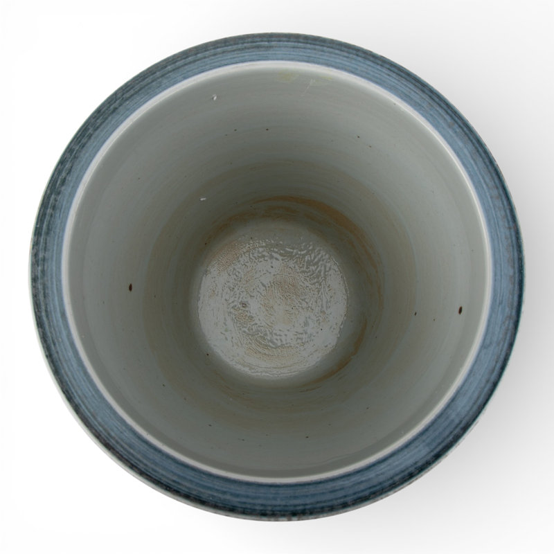 Antique Finish Porcelain Pot Blue Flower And Leaf