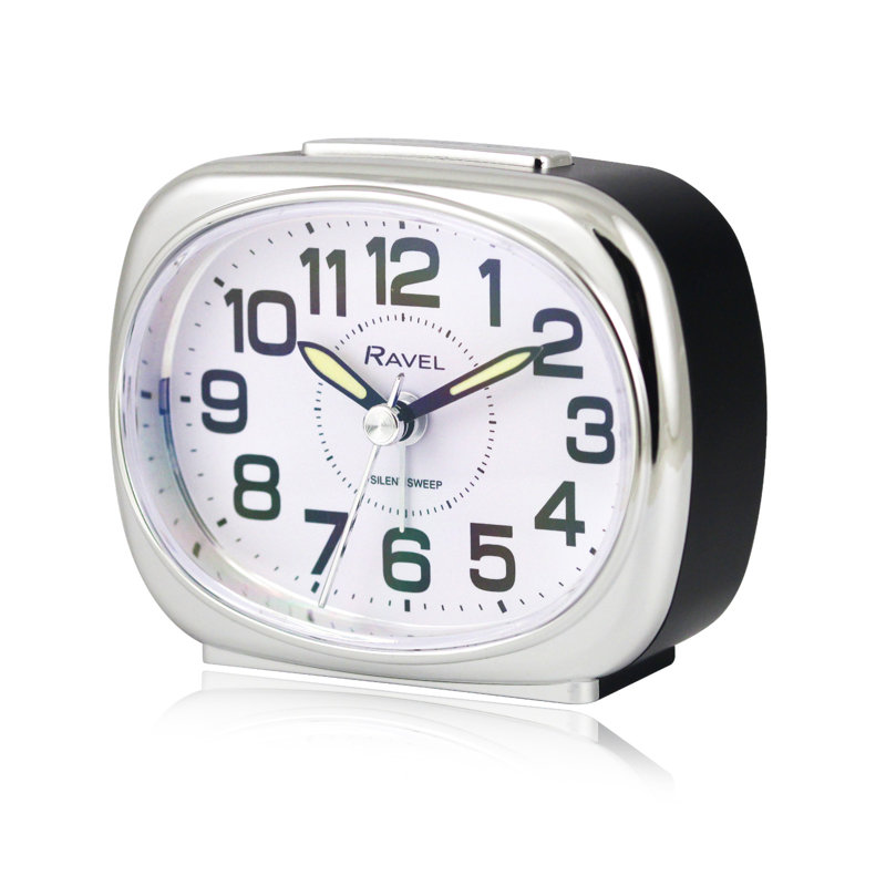 Analogue Quartz Movement / Crystal Alarm Tabletop Clock, Black/Clear