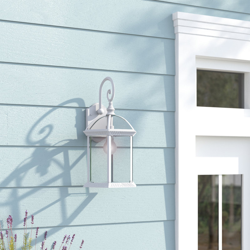 Charming Traditional White Lantern Wall Sconce, 19" Height